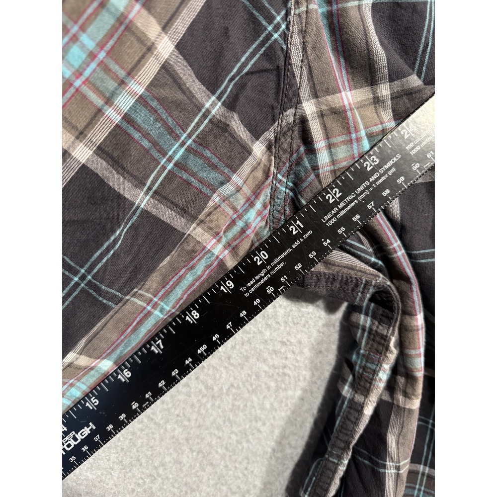 Arizona Jeans Shirt Mens 2XL Black Gray Plaid Western Pearl Snap Long Sleeve - Picture 10 of 10